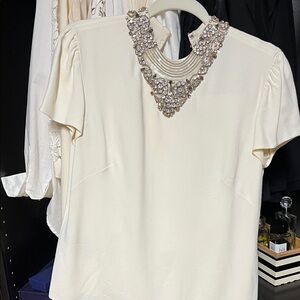 Ralph Lauren Collection Cream Embellished Blouse made in USA